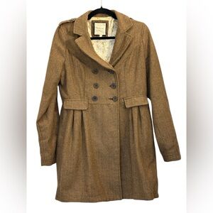 Heritage 1981 Tan Double-Breasted Wool Blend Pea Coat